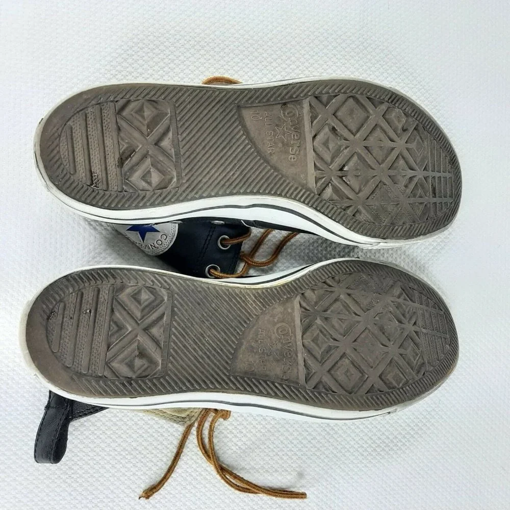 Converse Chuck Taylor Classic Boot High Black Leather Mens Size 10 Moc Toe - Picture 6 of 7